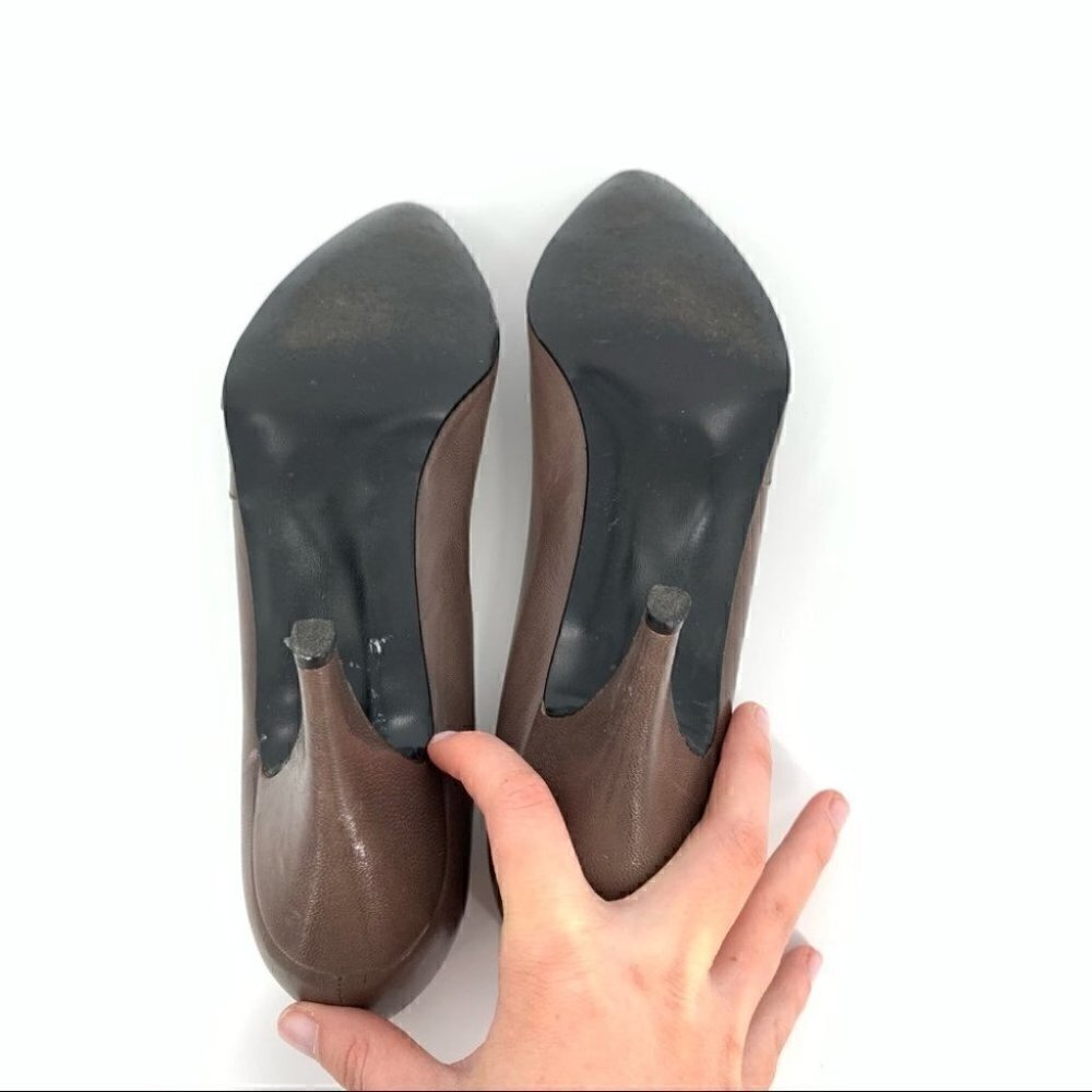 Collectif womens heels size 7.5 AA taupe gray leather pinup vintage 50s 60s VLV - Picture 6 of 11